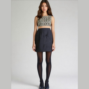 Dress. Tier layered. Navy, pink, and white. 8P